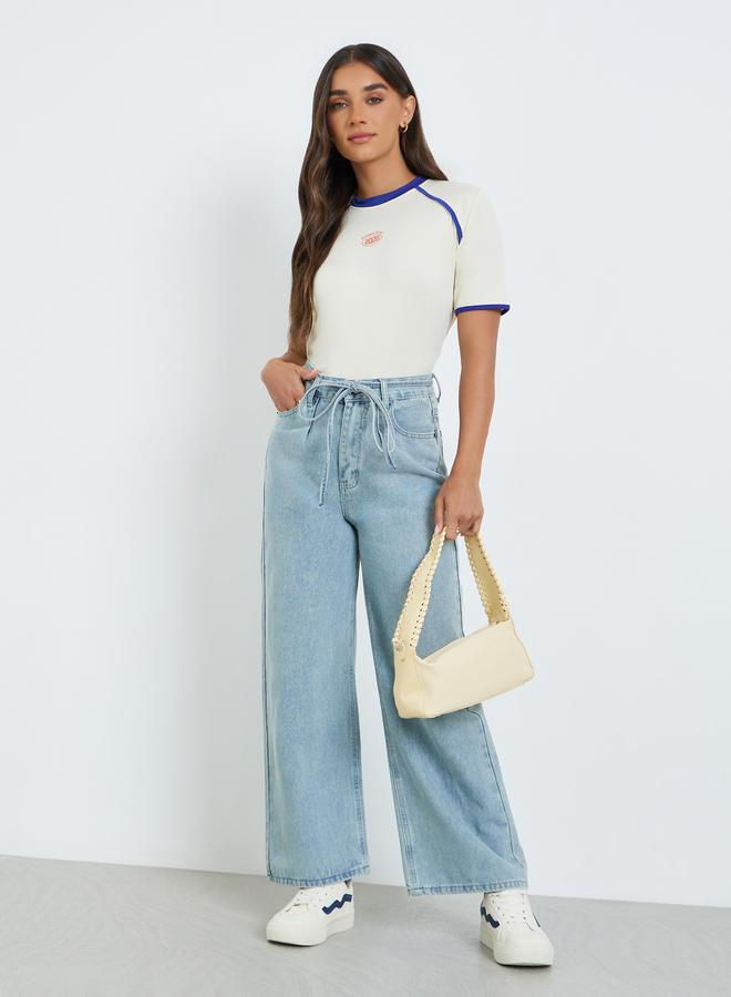 Styli Women Light Blue High Rise Wide Leg Jeans - Image 4